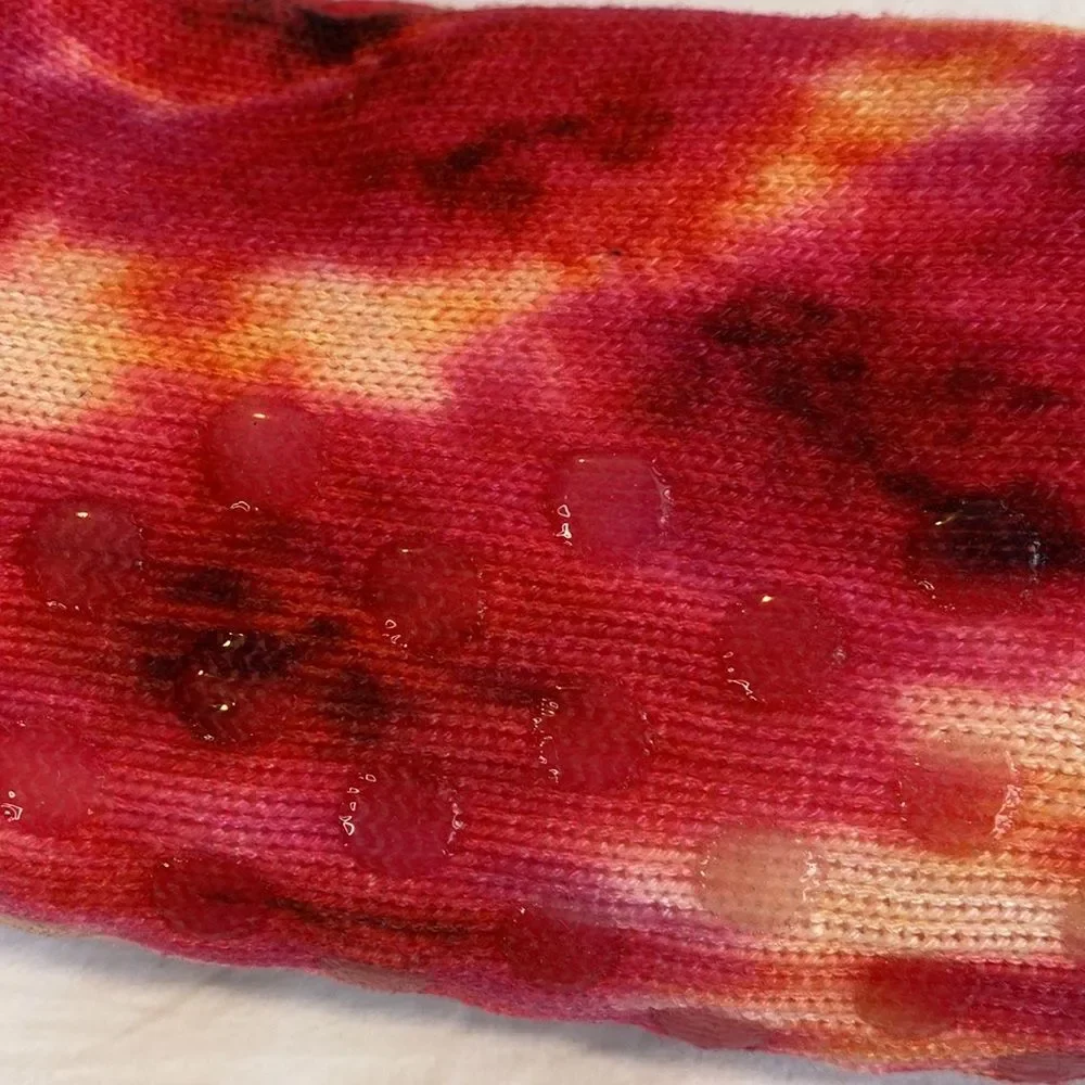 Snoozies Pink Tye-Dye Sherpa Lined Slipper Socks NWT